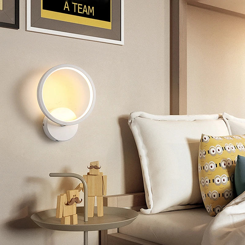 Modern metal circular LED energy-saving wall lamp simple restaurant aisle bedside Lights indoor decoration lighting fixtures