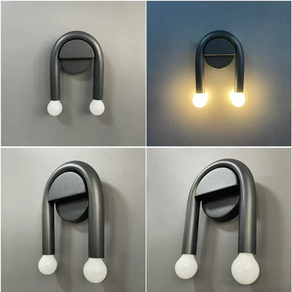 Designer U-Shape Design LED Wall Lamp Black For Beside Bedroom Study Morden Sonce Lighting Indoor Minimalist Home Decor Fixture