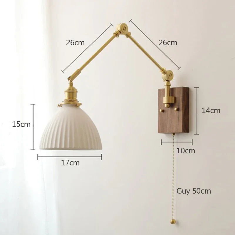 ModernLED Wall Light New Ceramic Nordic Copper Bedroom Bedside Adjustable  Lamp with Switch Indoor Lights Fixture for Home E27