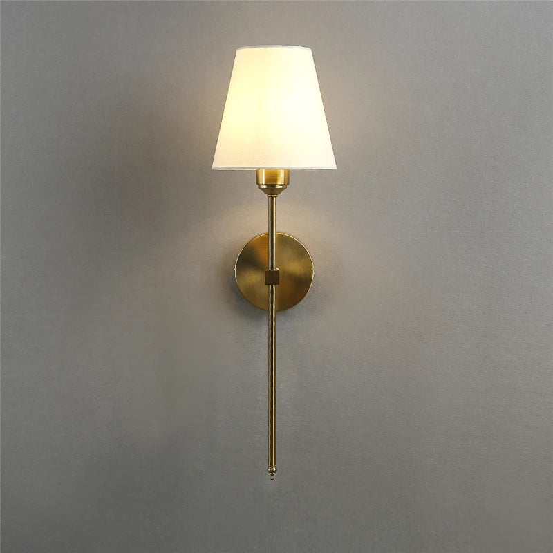 Nordic Retro Wall Lamp Bedroom Bedside Lamps Bathroom Mirror Lamp Sconce Lighting Fixture with Flared White LampShade