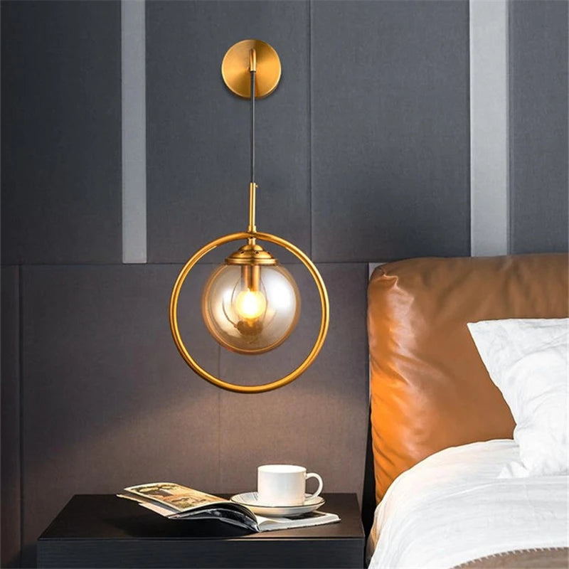 Nordic Modern LED Wall Lamp Glass Ball Bathroom Mirror Beside American Retro Wall Light Sconce Wan lamp Decor Lighting Luminaire