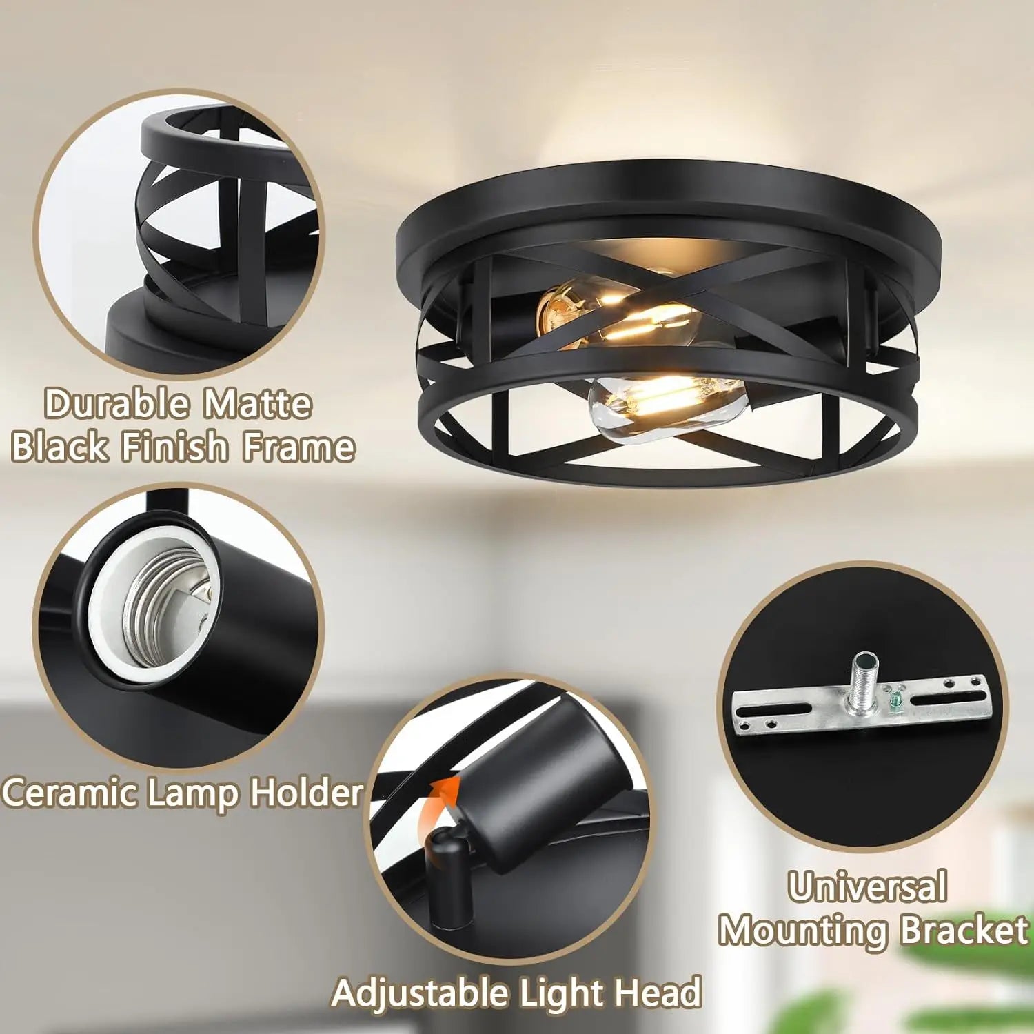 Flush Mount Ceiling Light Fixture Black Hallway Light Fixtures Ceiling,Light Fixtures Ceiling Mount for Farmhouse,Kitchen,Hall