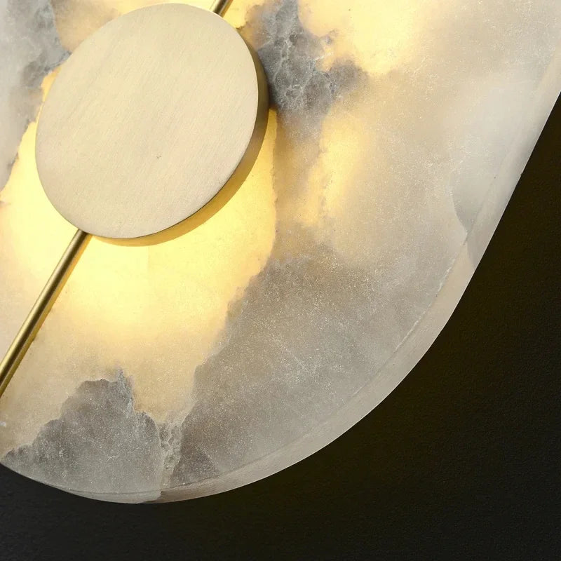 Nordic Modern Marble stone Wall Lamp alabaster Living Room Gold Copper Home Indoor Decoration LED Sconce Bedroom Bedside Round