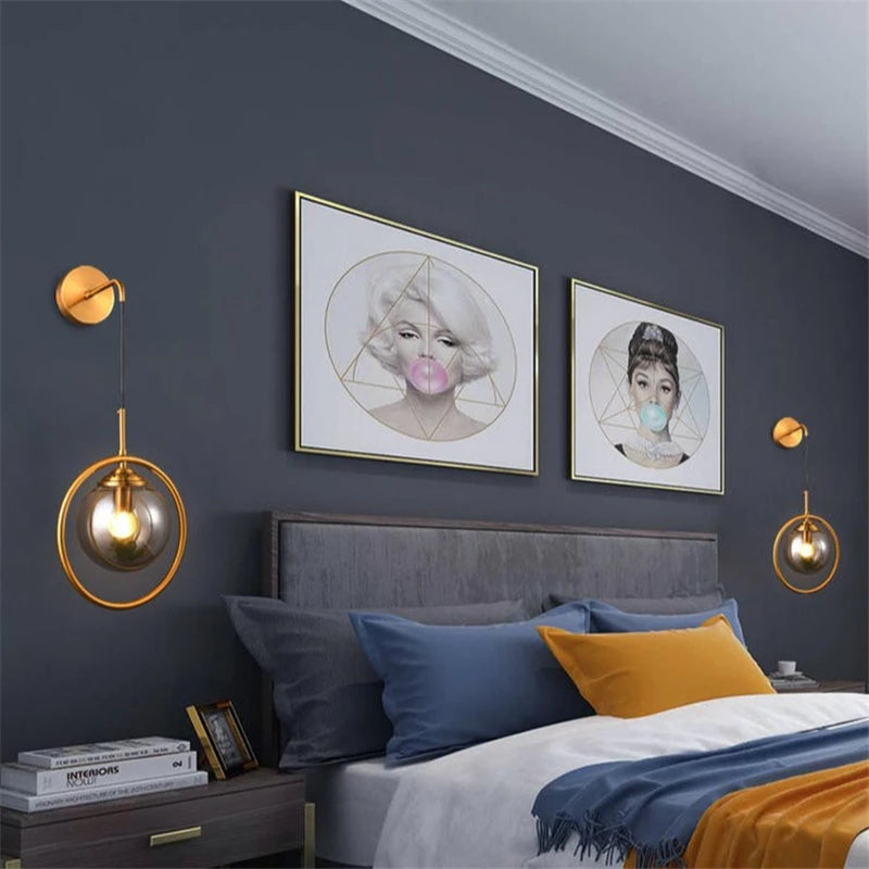 Nordic Modern LED Wall Lamp Glass Ball Bathroom Mirror Beside American Retro Wall Light Sconce Wan lamp Decor Lighting Luminaire