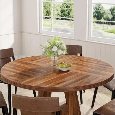 Rainier Round Dining Table 47 Inch | Farmhouse Kitchen Dinner Table Wood for Dining Room