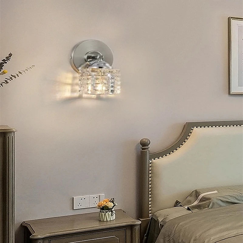 Modern Creative Glass Bedside Wall Lamp G4 Interface Small Night Light European Style High Transparency Indoor Decorative Light