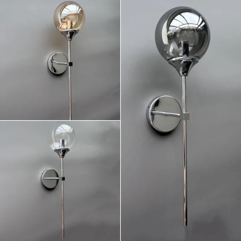 Modern Glass Wall Lamp Creative Golden Sconces Round Nordic Lighting Fixture Home Bedside Living Room Kitchen Decoration Lights