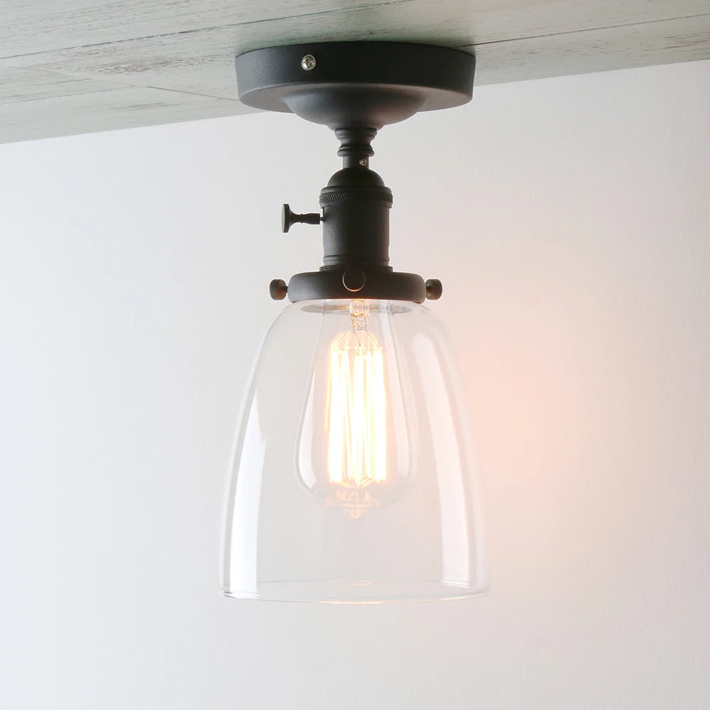 Permo ceiling light oval transparent glass lampshade, glass ceiling light in the laundry room living room cafe bar