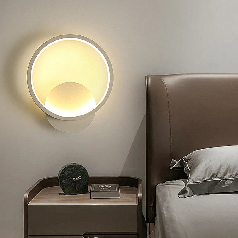 Modern Minimalist Circular Metal high Transparency Wall Lamp LED Energy-saving Bedside Lamp Personalized Indoor Decoration Light