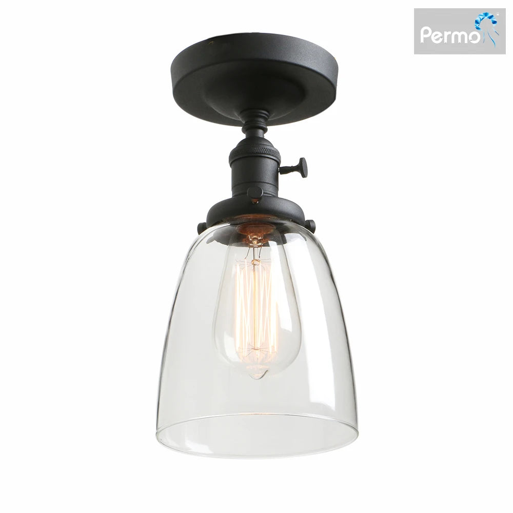 Permo ceiling light oval transparent glass lampshade, glass ceiling light in the laundry room living room cafe bar