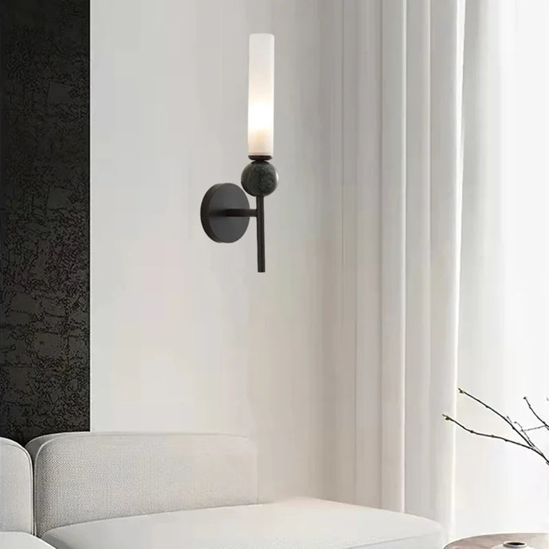 Natural Marble Ball Wall Lamp Foyer Restaurant Aisle Bedroom Lighting Sconce Brass White Acrylic Lampshade Dropshipping G9 Bulb