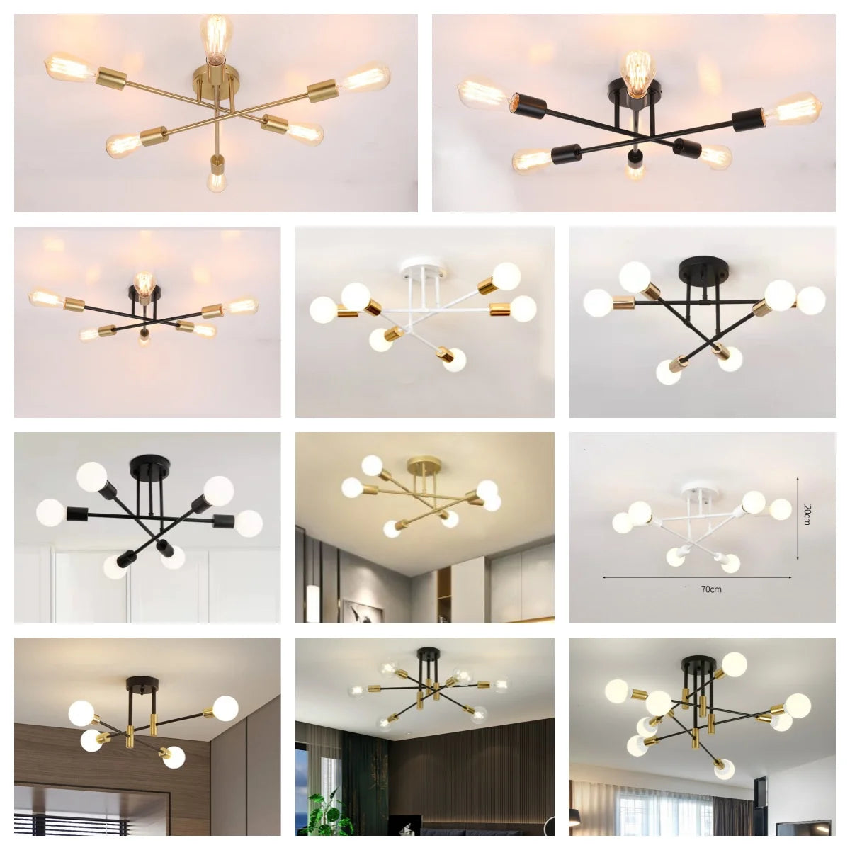 Home Lighting Ceiling Lights Fixture Semi Flush Mount Ceiling Lamps Brushed Antique Gold Lighting Home Decor Light Fixtures