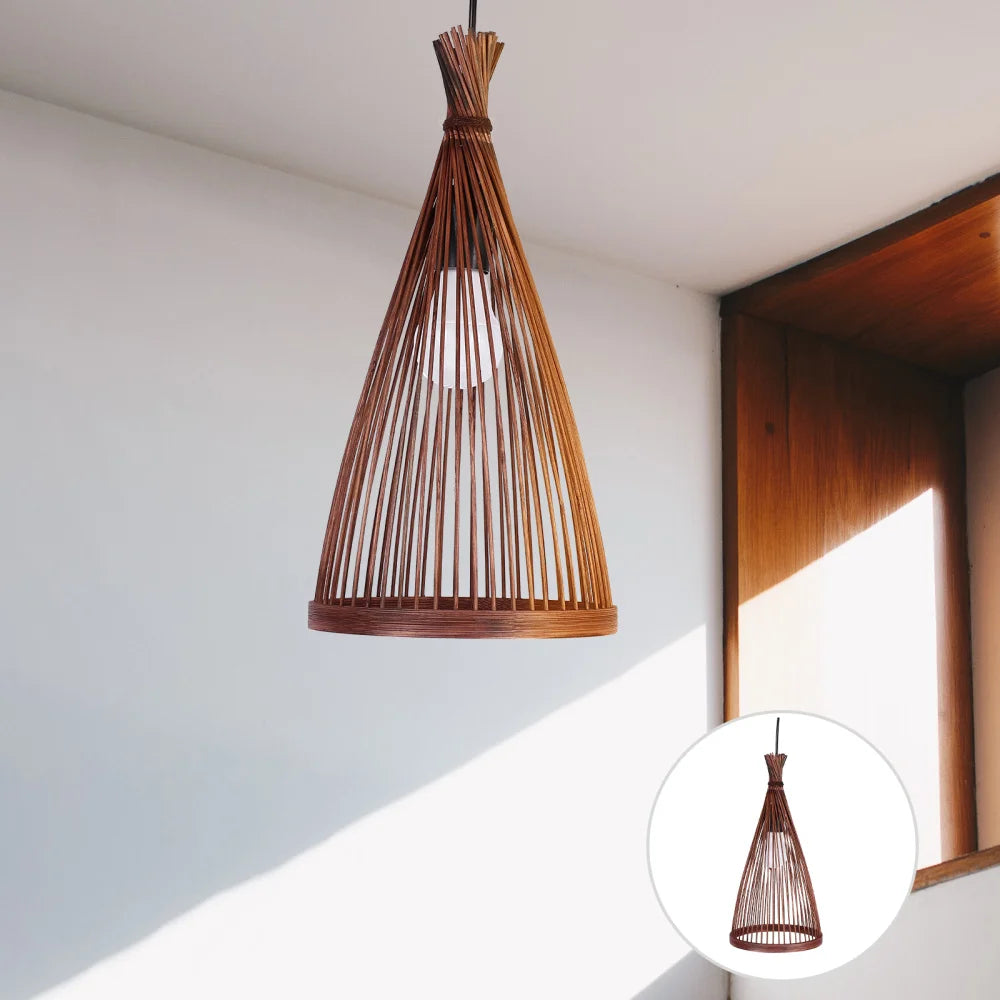 Bamboo Lantern Pendant Lamp Natural Rattan Wicker E27 Chandeliers Hand-Woven Bamboo Lampshades Lighting Fixtures Hanging Light