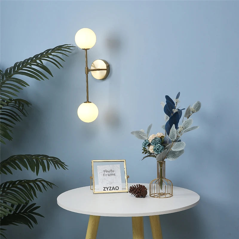 Post-modern Wall Lamps LED Golden Simple Glass Wall Light with G9 Bulb Nordic Creative Bedroom Living Room Aisle Bedside Lamp