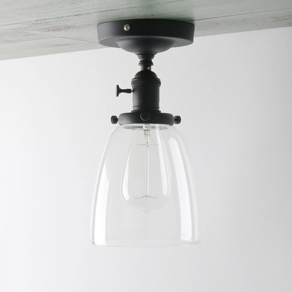 Permo ceiling light oval transparent glass lampshade, glass ceiling light in the laundry room living room cafe bar