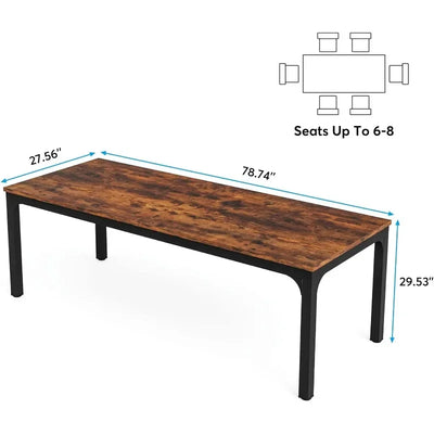 Jersey Dining Table for 6-8 Persons | 78 inch Long Rectangular Kitchen Dining Table for Living Room and Dining Room