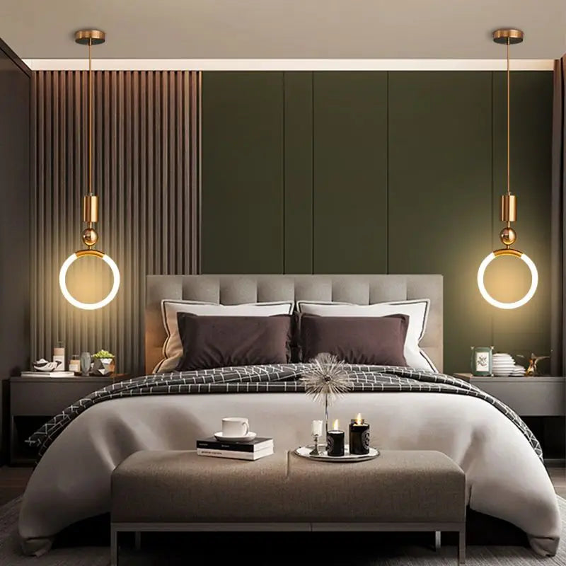 Nordic Simple Led Pendant Light Postmodern Hanging Lamp Restaurant Bedroom Bedside Luxury Clothing Store Staircase Pendant Lamp