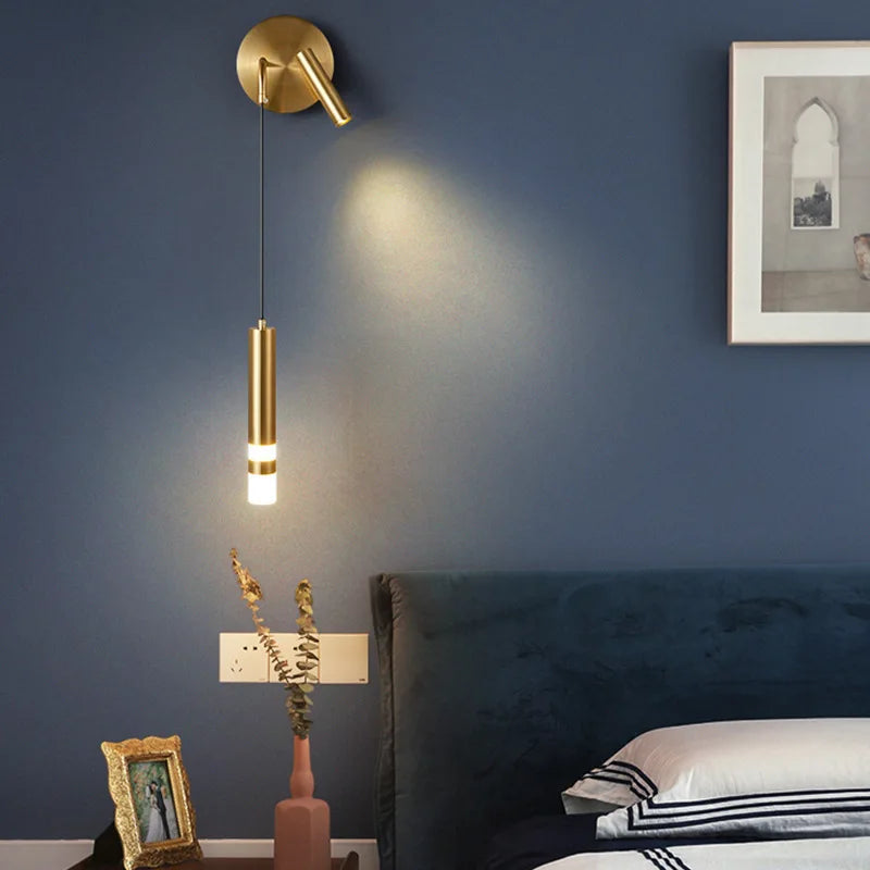 Indoor LED Wall Light Bedroom Bedside Lamp Reading Spotlight Chandelier Postmodern Minimalist Hotel Room Bedside Wall Lamp