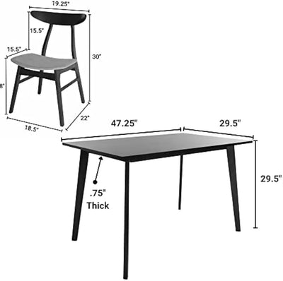 طقم طاولة طعام 5 قطع من سيسون منتصف القرن | طاولة خشب كراسي قماش مقاعد لأربعة كراسي طعام كرسي بار