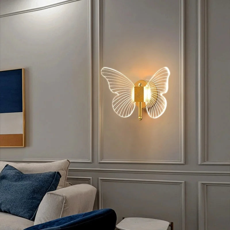 Butterfly LED wall lamp Colorful wall light golden modern sconces indoor lighting home lamp for bedroom living room