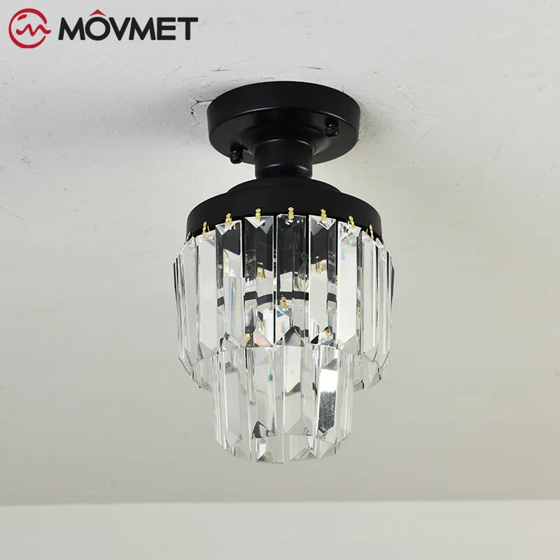 Light Luxury LED Ceiling Lamp lustre Crystal Novelty Iron Glass Bedroom Aisle Balcony Bathroom Corridor Living Room Single Head