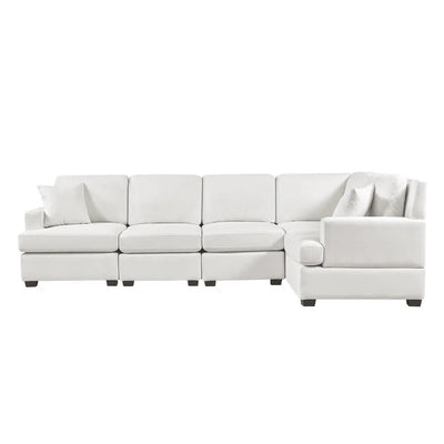 Barrete Sectional Modular L-Shaped  Sofa | 2 Tossing Cushions ,Solid Frame and Free Combination,Suitable for Living Room,White