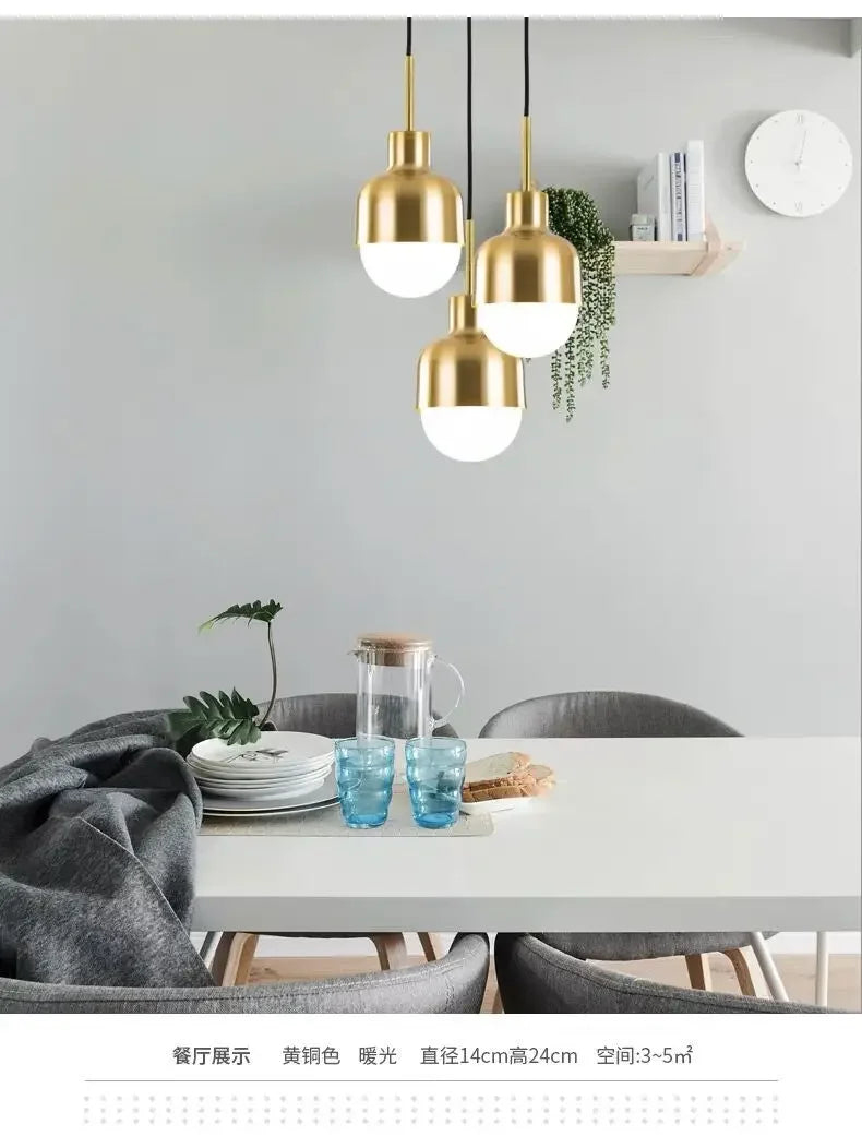 Modern Led Pendant Lights Fixture for Kitchen Dining Room Restaurant Hanging Lamps Luminaire Gold Simple Iron Droplight Lighting