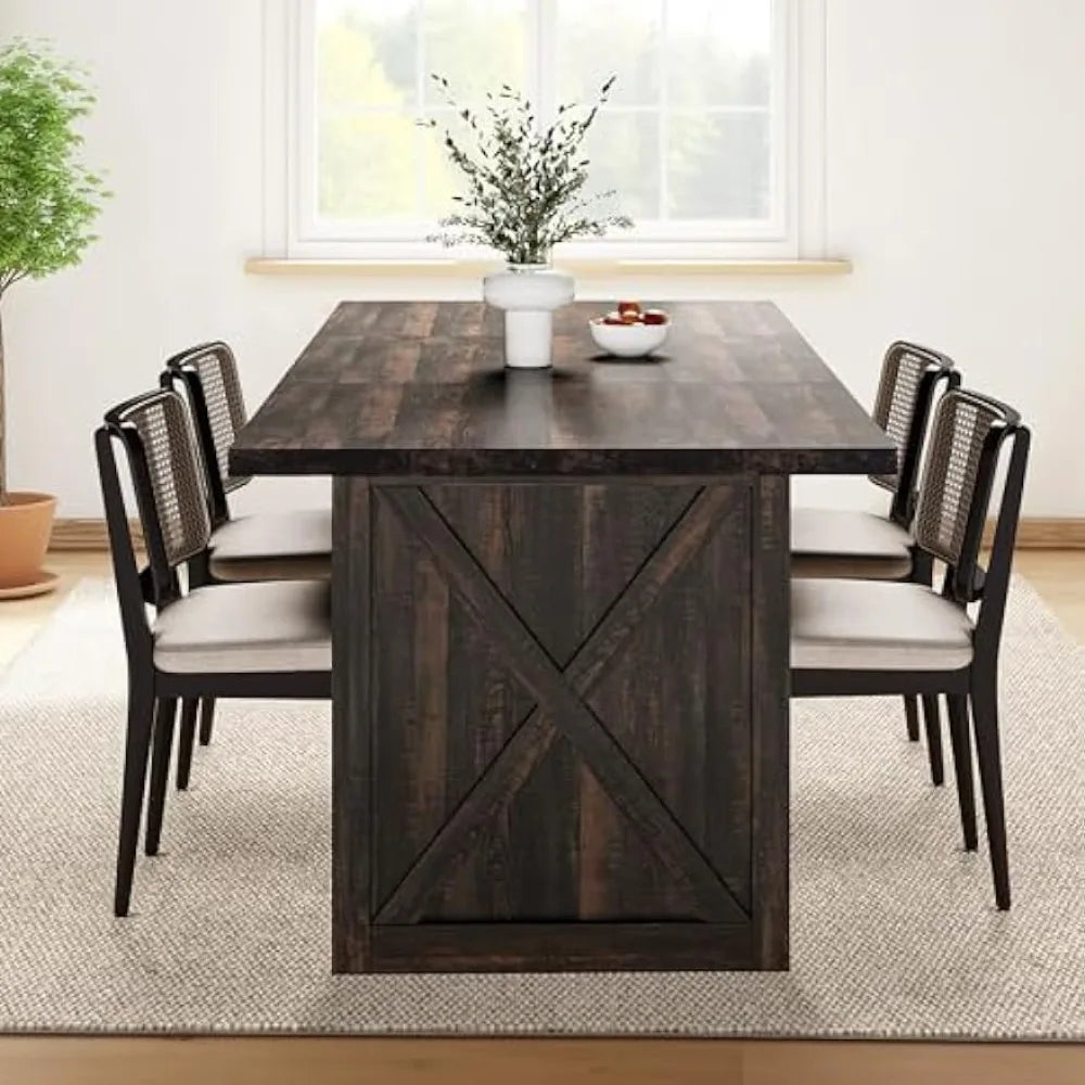 Vienna 70.8inch Farmhouse Dining Table | Seating For 6-8 Rustic Kitchen Table, Rectangular Wood