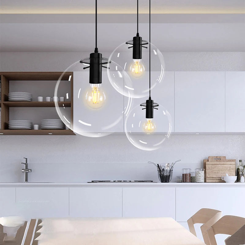 Glsass Pendant Light Bubble Ball Hanging Lighting Creative Decoration Fixtures for Bedroom Study Dinner Room Bar Modern Pendant