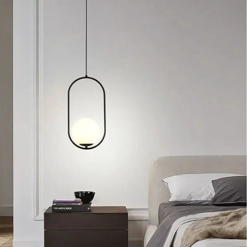 Nordic Bedroom Bedside Ceiling Pendant Light Hanging Lamps for Dining Room Restaurant Cafe Bar Indoor Lighting Decor Glass Ball