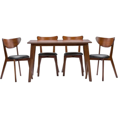 Ellie 5 Piece Dining Table Set | Table and Chairs Brown and Black, 5-Piece, 47.13-inch Wood Farmhouse Living Room Kitchen