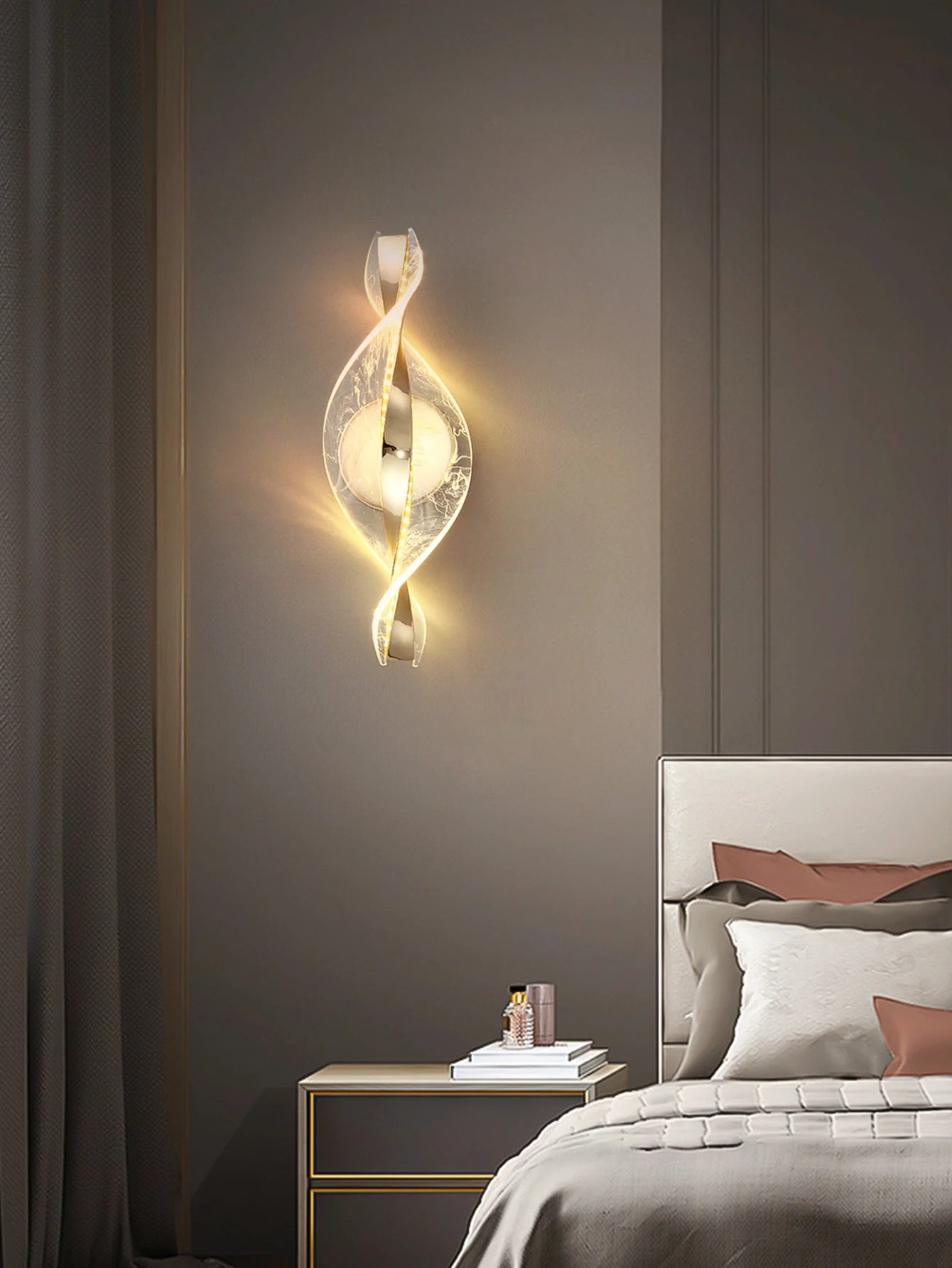 Golden Snowflake, Cloudy Acrylic Wall Sconce for Living Room, Bedroom Home Decor, Modern LED Bedside Wall Sconce