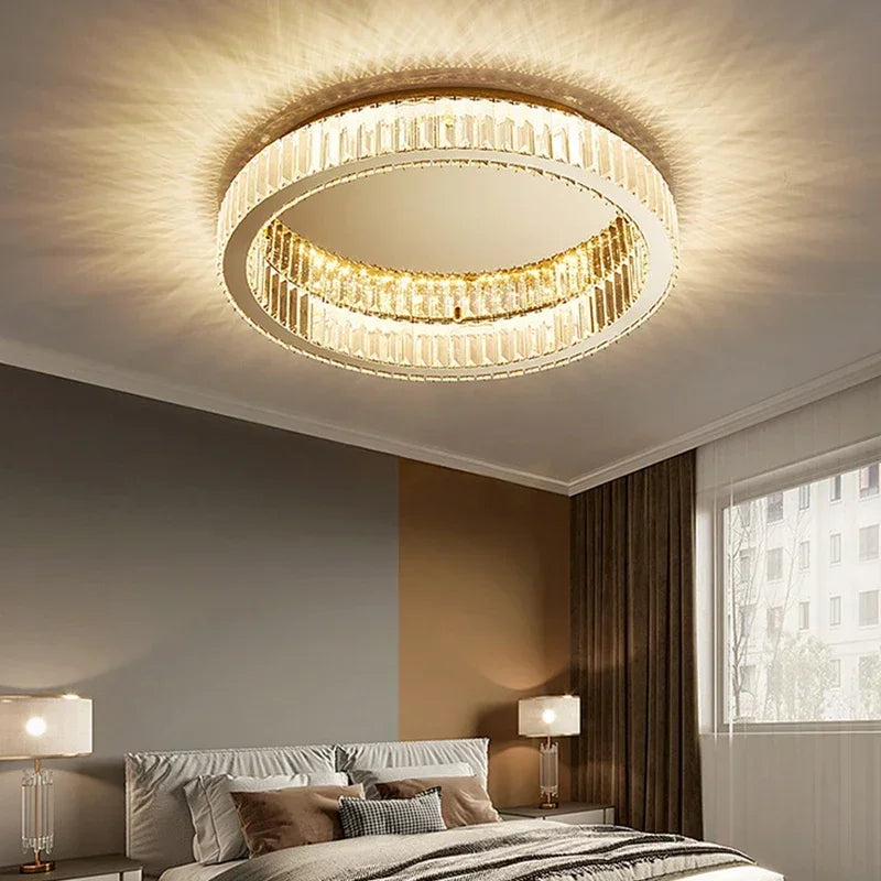 Modern LED Crystal Ceiling Chandeliers Lighting for Living Room Bedroom Home Indoor Decor Lampara techo Gold Silver Lustre Lamp