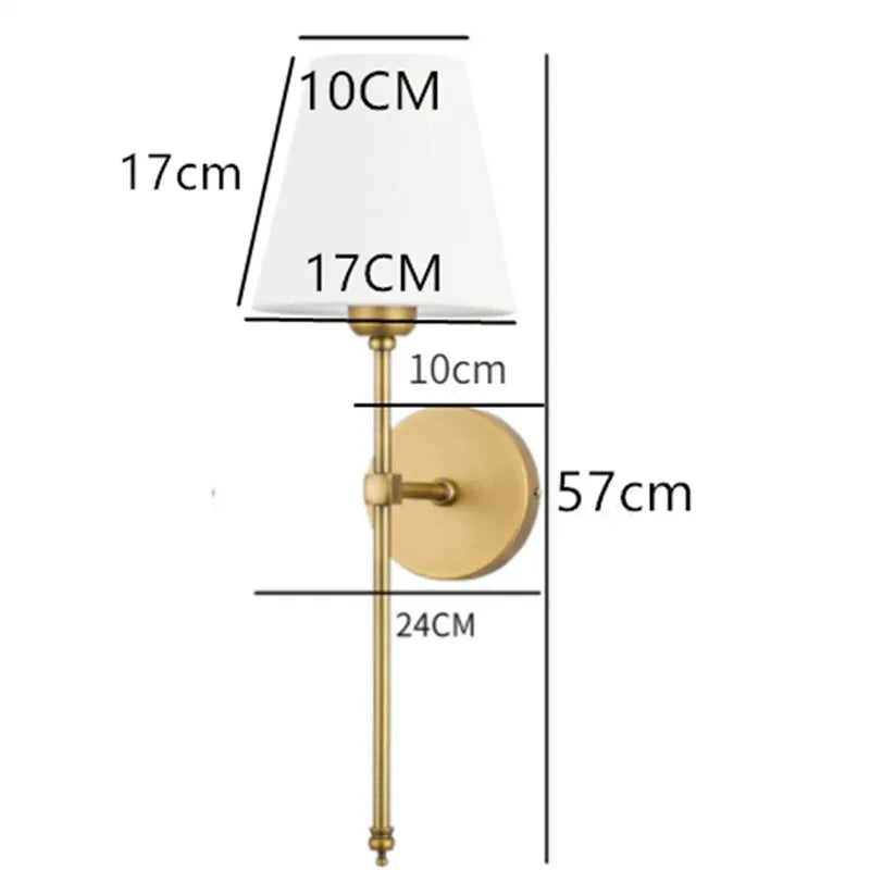 Nordic Retro Wall Lamp Bedroom Bedside Lamps Bathroom Mirror Lamp Sconce Lighting Fixture with Flared White LampShade