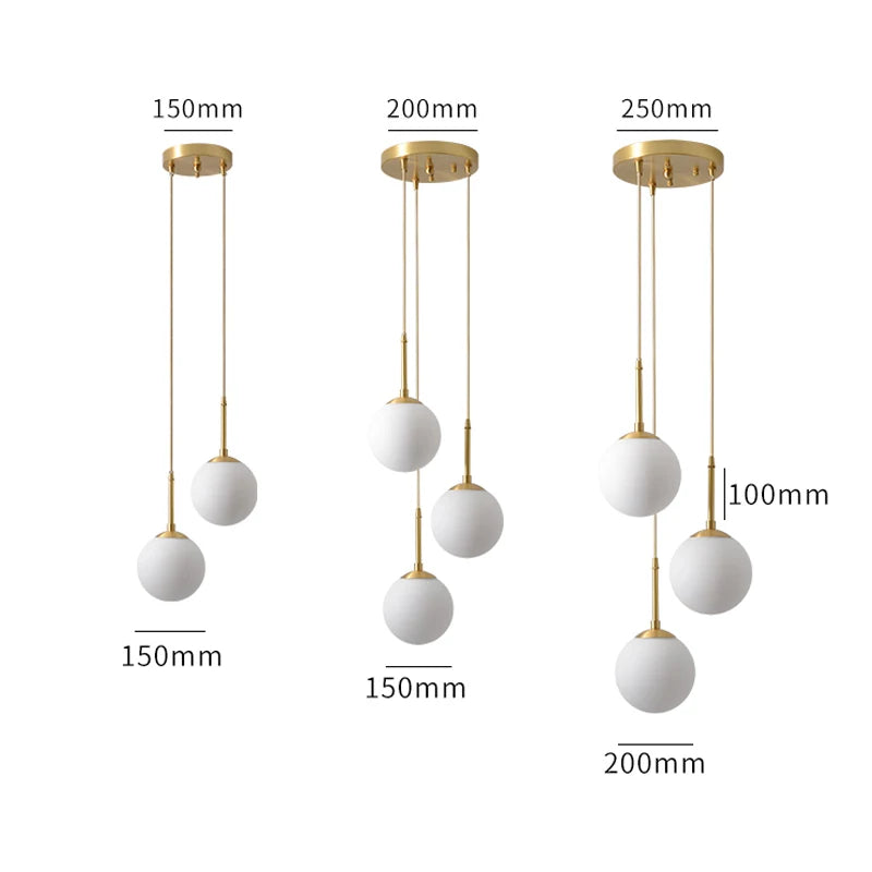 LED Glass Ball Pendant Lamp Modern Fixtures Chandelier Lights for Home Dining Room Indoor Hotel Lobby Decor Stairs Hanging Lamp