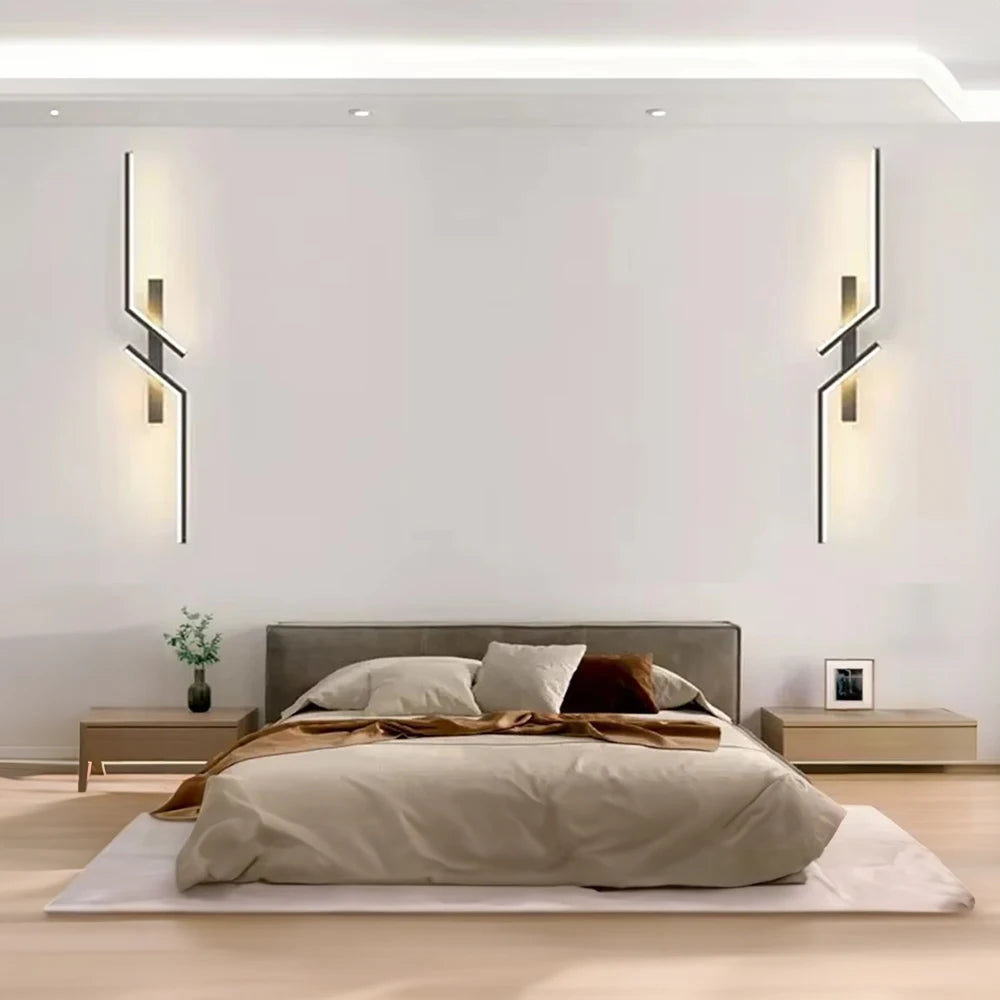 LED Wall Lamp Modern Minimalist Strip Wall Decor Lights Lighting For Bedroom Bedside Living Room TV Sofa Lobby Background Decor