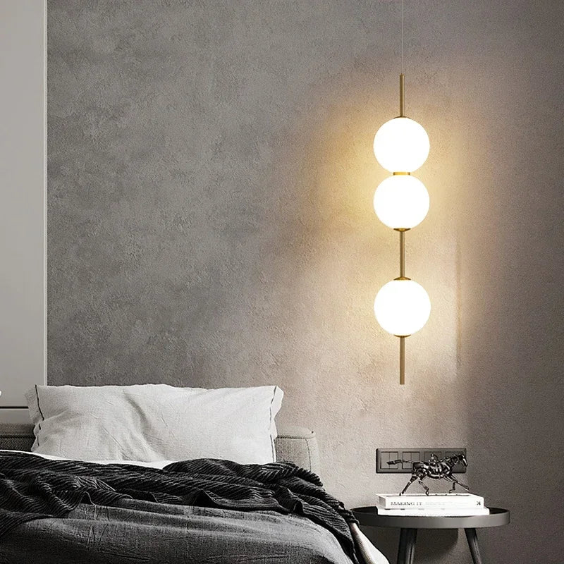 Nordic Bedroom Bedside Hanging Chandelier Modern Minimalist Glass Ball Led Pendent Lamp Creative Restaurant Bar Decoration Light