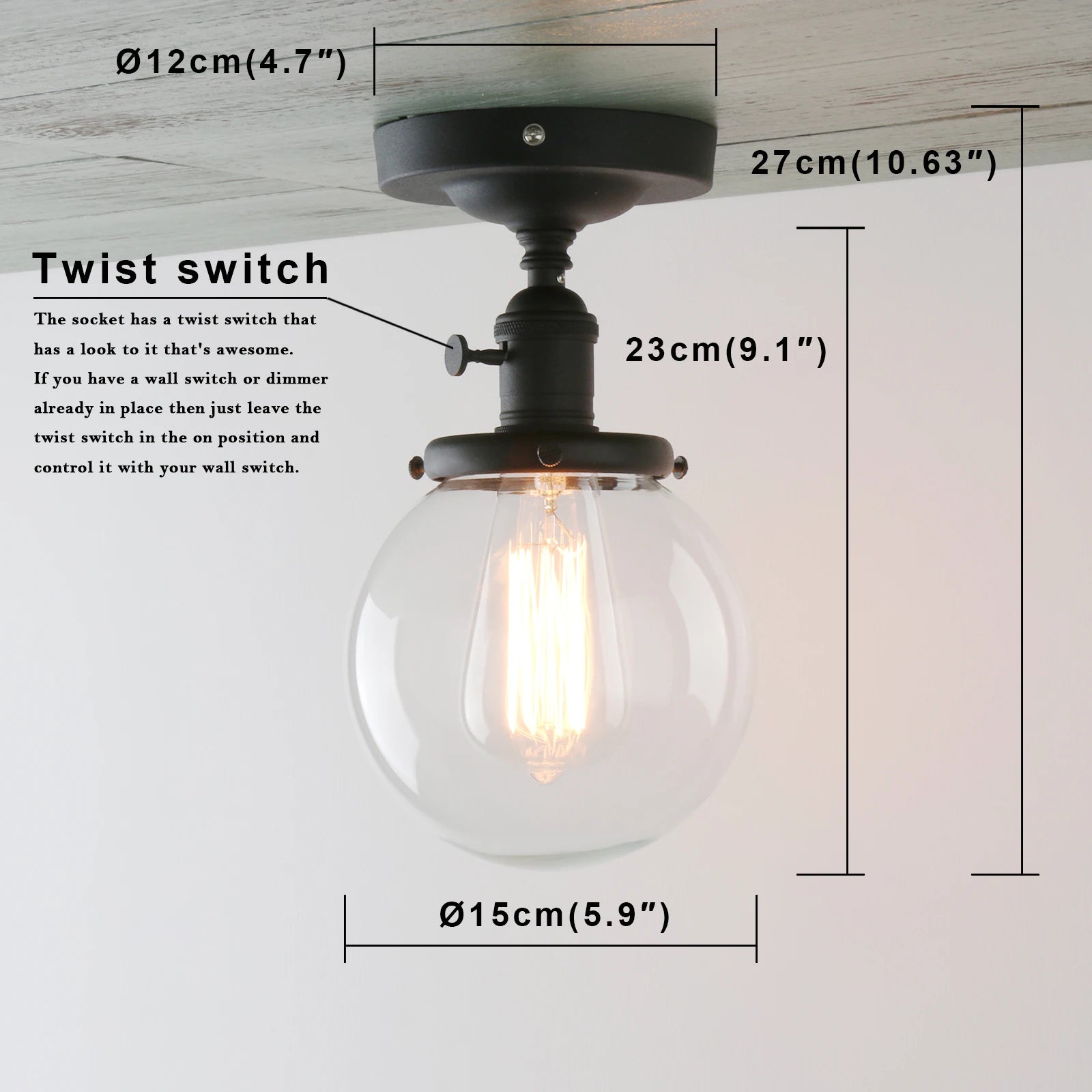 Permo E27 Wall Lamp Modern Globe Glass Sconce Vintage Wall Lights Fixtures Luminaire for Home Decor Bathroom Bedroom Loft light