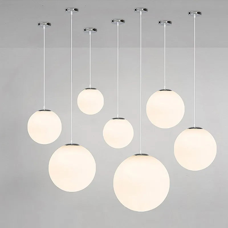 Modern LED Glass Pendant Lights Minimalist Milk White Bubble Ball Hanging Lamps For LVing Room Dining Room Bedroom Home Fixtures