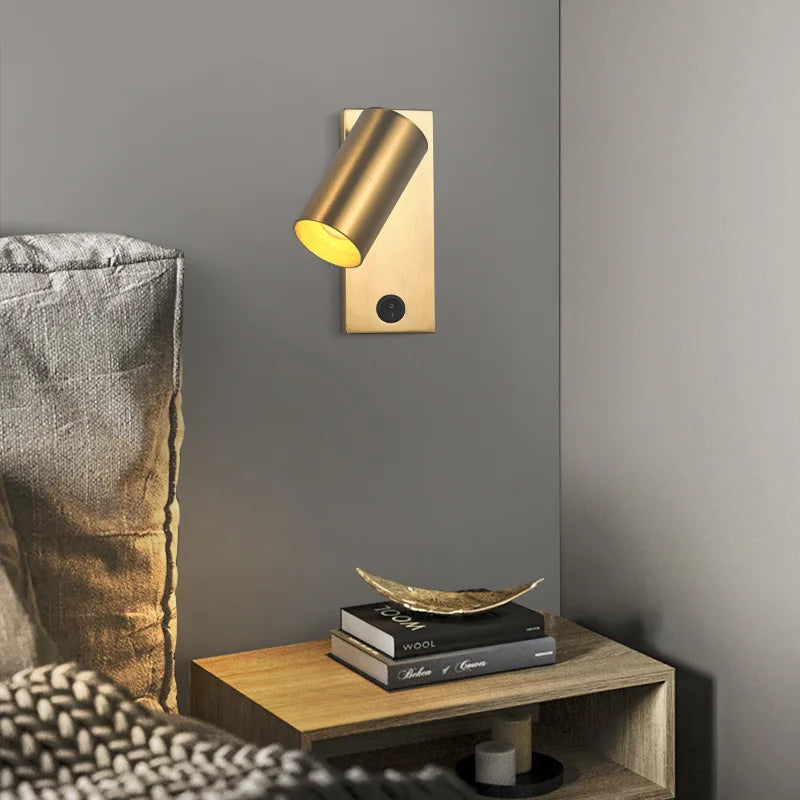 Modern Simple Wall Lamp With Switch Living Room Bedroom Bedside Reading Indoor Lighting Fixtures Rotating Nordic Art Wall Sconce