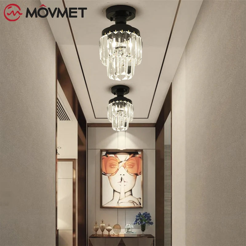 Light Luxury LED Ceiling Lamp lustre Crystal Novelty Iron Glass Bedroom Aisle Balcony Bathroom Corridor Living Room Single Head