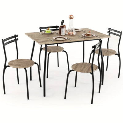 Alcina 5 Piece Dining Table Set | Table & 4 Chairs Wood & Metal Frame Space-saving Kitchen Furniture