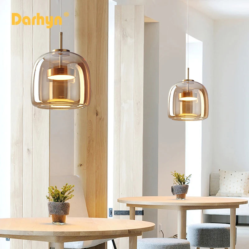 Glass Pendant Light Luxury Pendant Lamp Decor Nordic LED Hanging Light Fixtures Bedroom Modern Luminaire Suspension Lamp