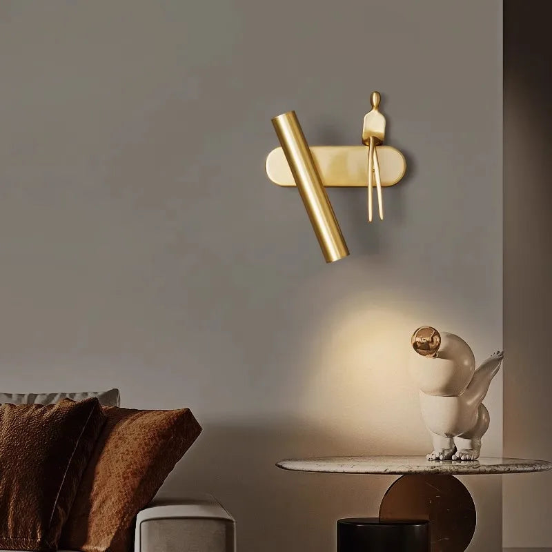 Creative brass People LED Wall Lamps Personality modern Living Room Background Wall Light Luxury Bathroom Bedside Decor Fixtures