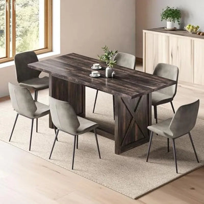 Andorra 70.8" Large Farmhouse Kitchen Dining Room Table |  Rustic Oak Industrial Wood Style Rectangle Apartment Dinning Room Dinette Tables