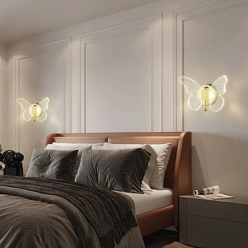 Butterfly LED wall lamp Colorful wall light golden modern sconces indoor lighting home lamp for bedroom living room