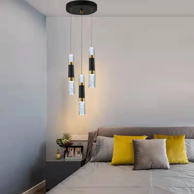 Fumi  Black Modern Pendant Lights, Integrated LED  Bubble Acrylic Pendant lamp, Illuminated Ceiling Pendant Lights Over The Kitc