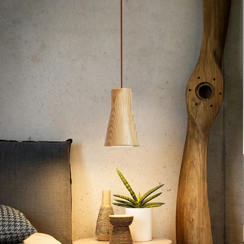 Wood Pendant Light Nordic Home Decorative Hanging Lamp For Bedroom Bedside Study Living Room Indoor Decor Illumination Luminaire