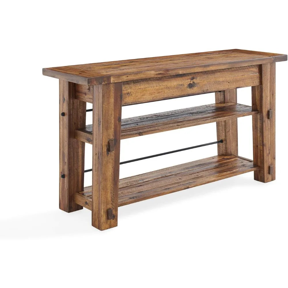 Morrison Industrial Console Table | Wood Farmhouse Entryway Accent Table with Two Shelves