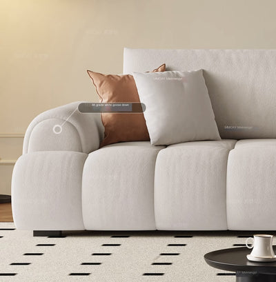 Venice Sofa | Beige Cloud Velvet Cloth Round Straight Modern Sofa